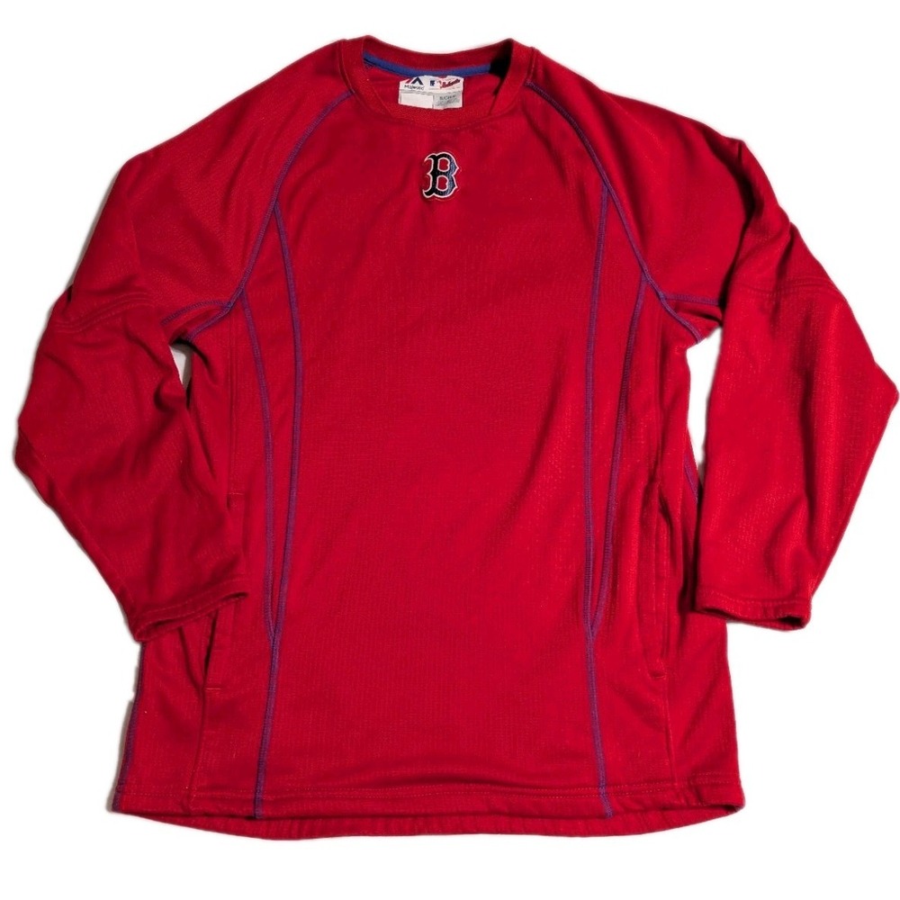 Majestic Boston Red Sox Authentic MLB Long Sleeve‎ Performance Top Red S Small